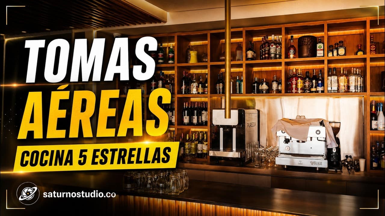 Tomas aéreas de interiores realizadas por Saturno Studio en una cocina profesional